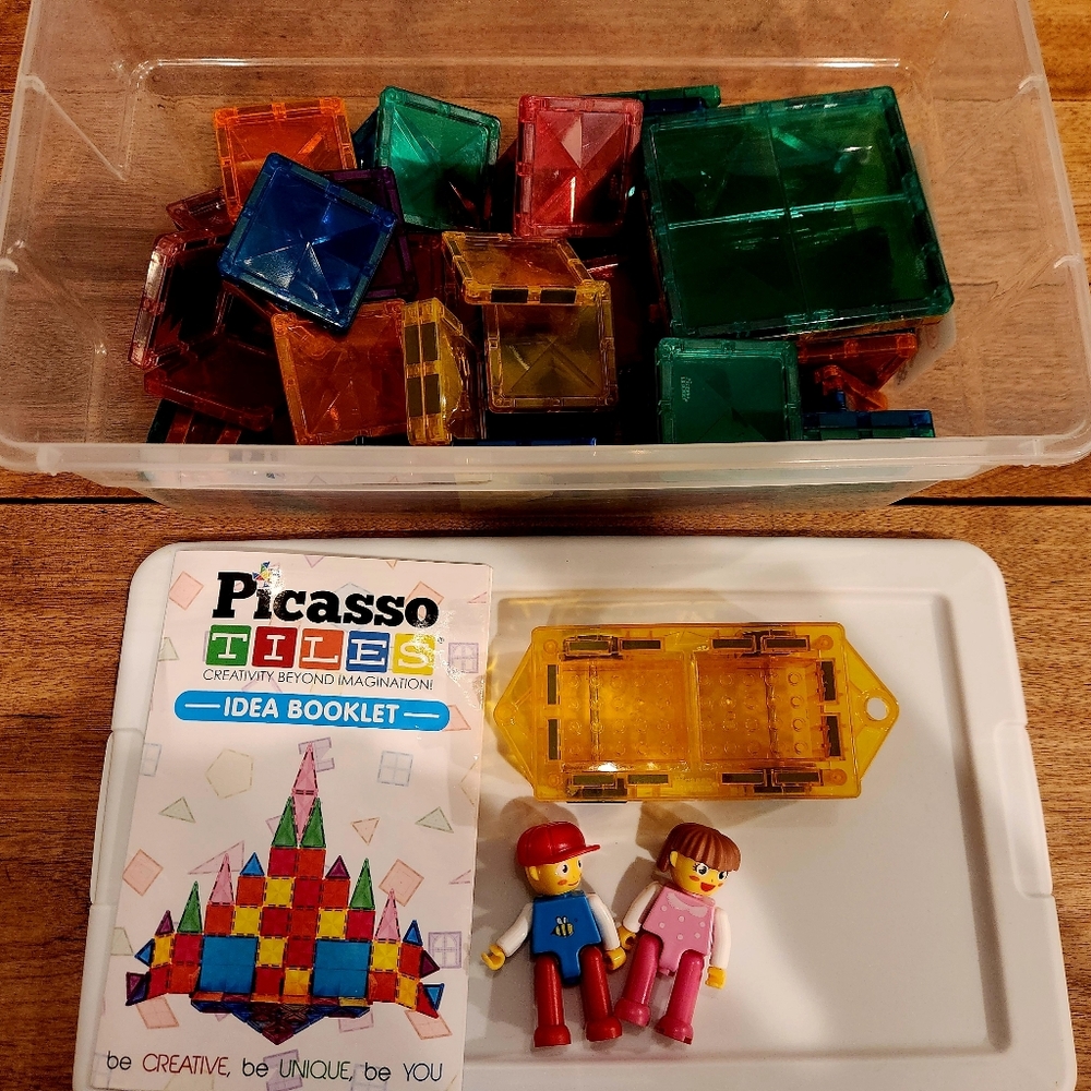 Picasso Tiles Set With Plastic Box For Storage